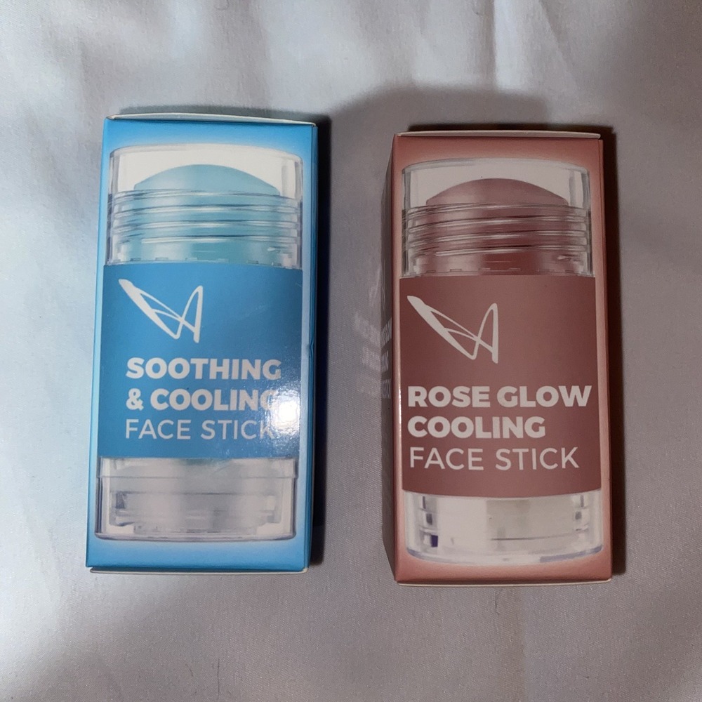 2 NIB L.A. Splash Rose Glow Soothing & Cooling Face Sticks with Hyaluronic Acid